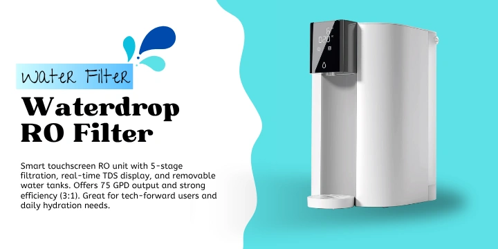 Waterdrop C1S RO system touchscreen interface and filter